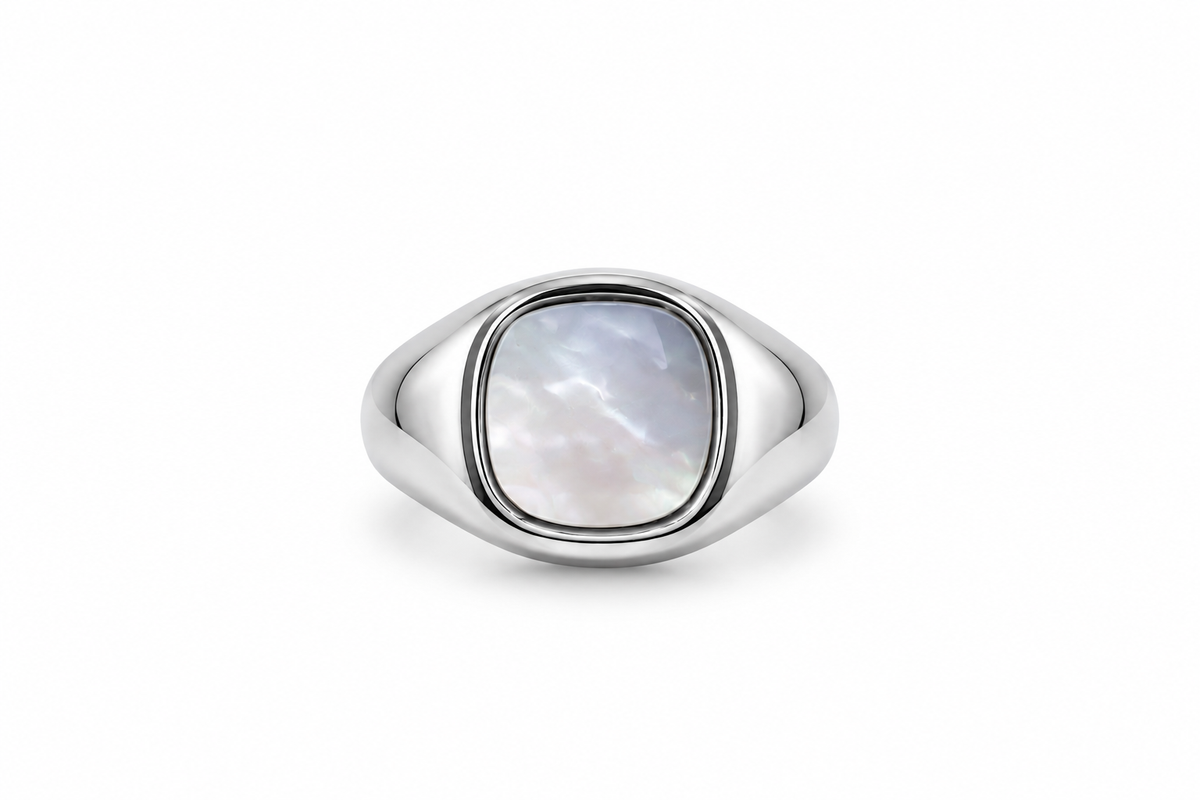 Anello Lapis Quadrato Perlato