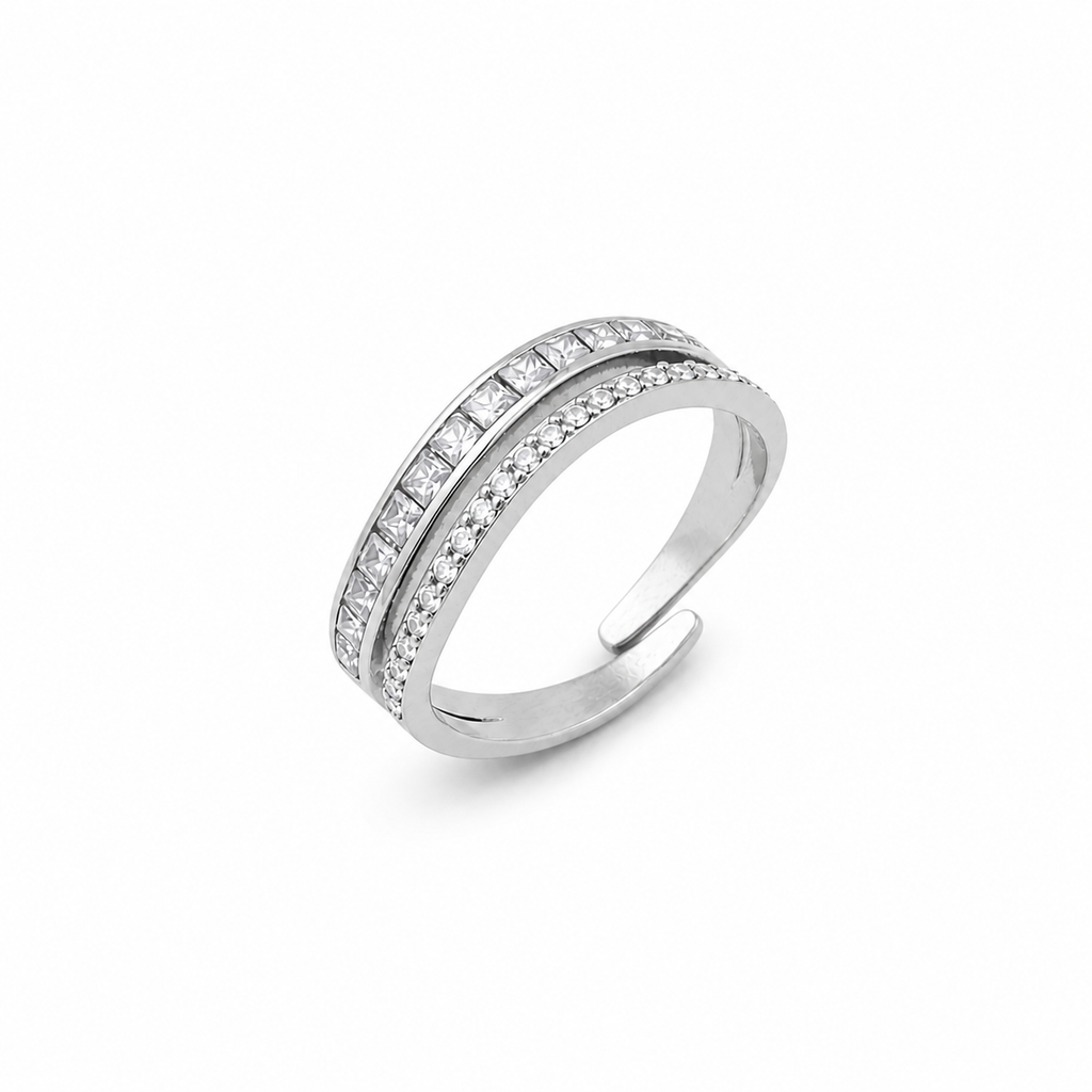 Anello Onda Zirconata