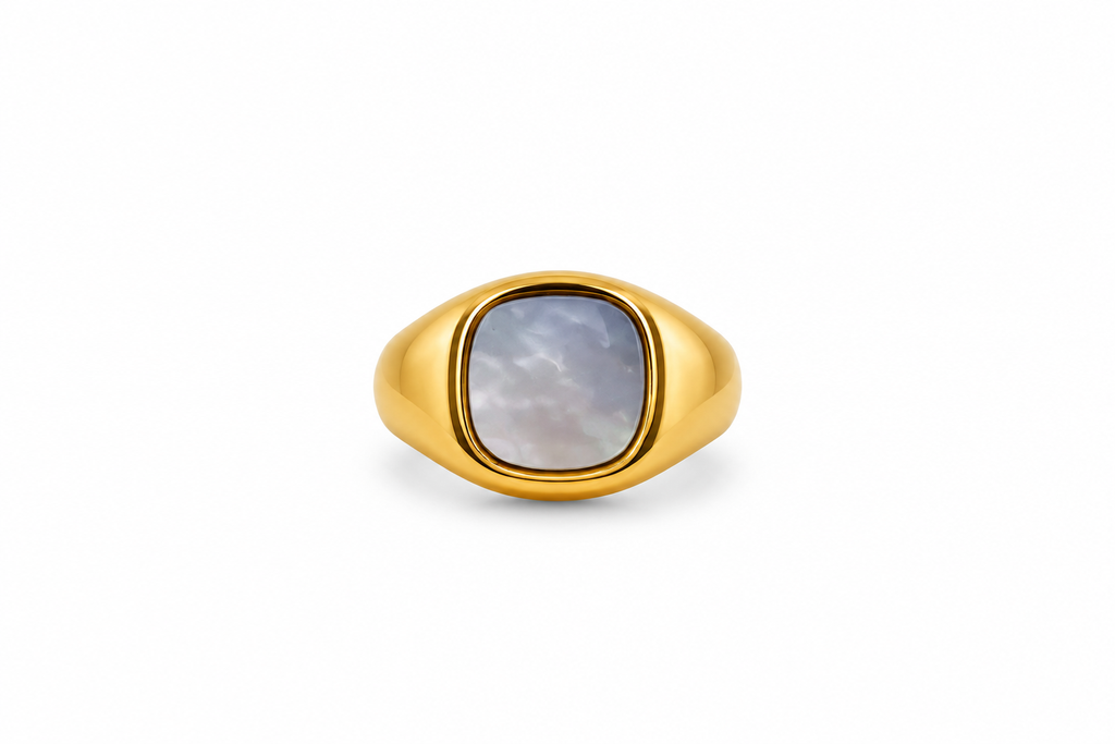 Anello Lapis Quadrato Perlato