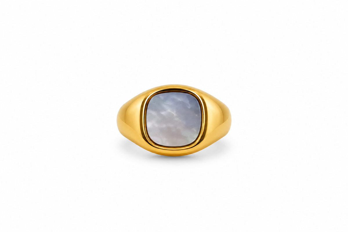 Anello Lapis Quadrato Perlato