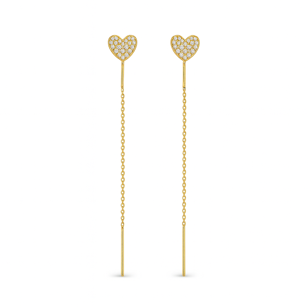 Orecchini Saliscendi Cuore Strass