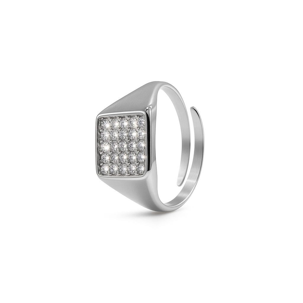 Anello Square Mini Strass