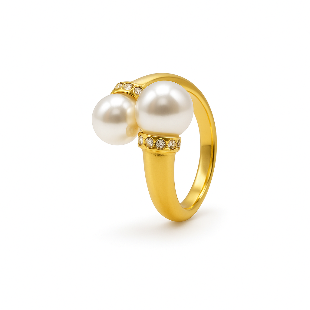 Anello Doppia Perla