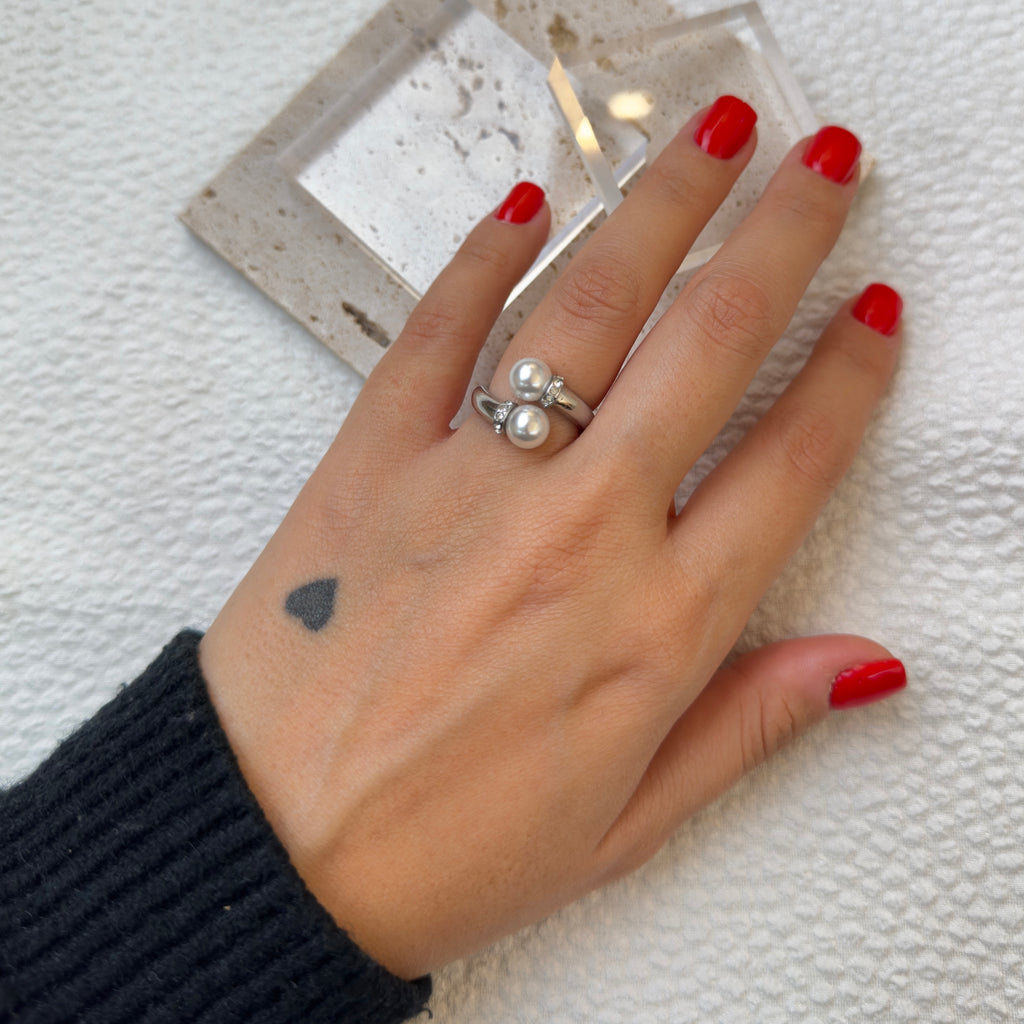 Anello Doppia Perla